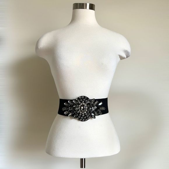 ARCO Stunning Stretch Rhinestone Belt Size S-M GUN METAL - Picture 2 of 6